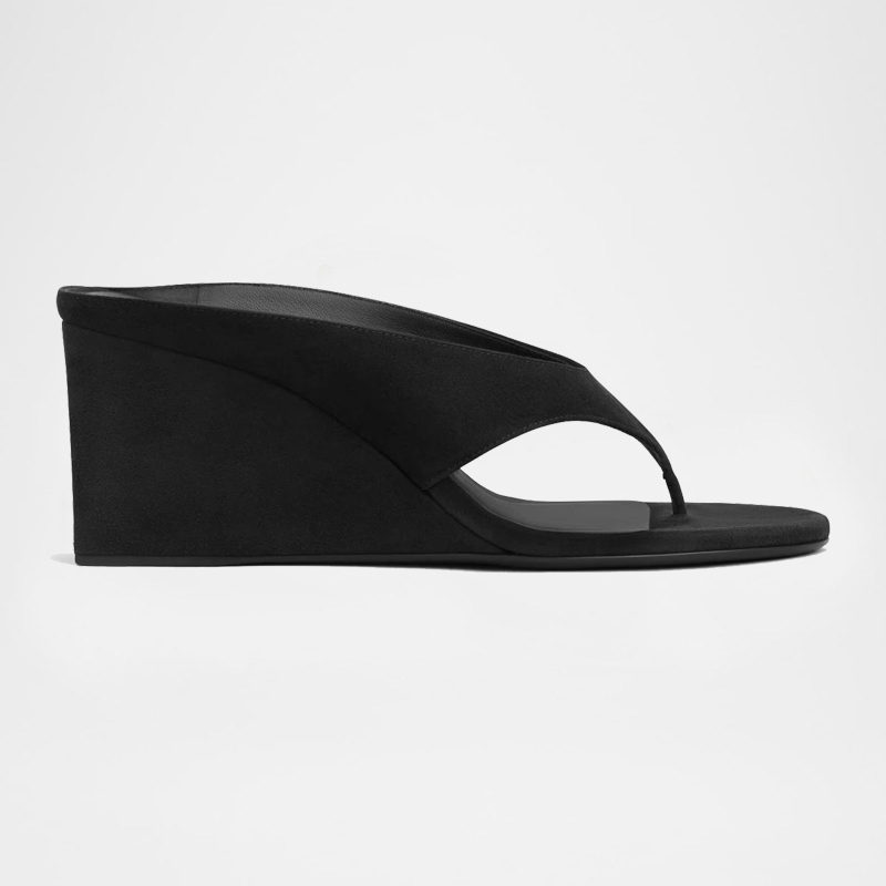 75mm Cube Suede Wedge Flip Flop