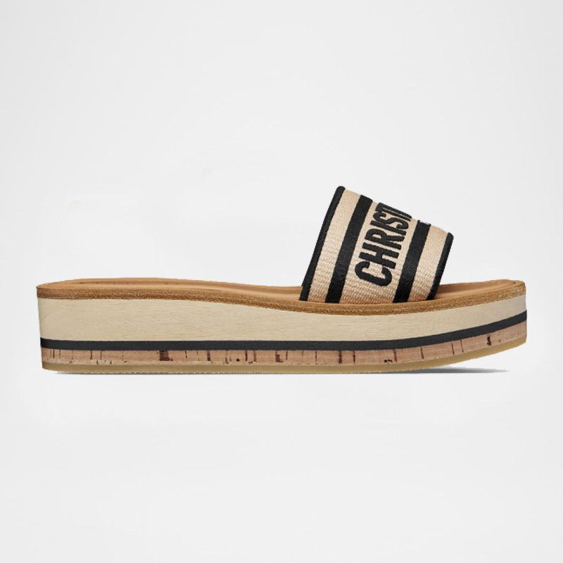 Dway Platform Slide Thick Sole in Wood Rubber Cork
