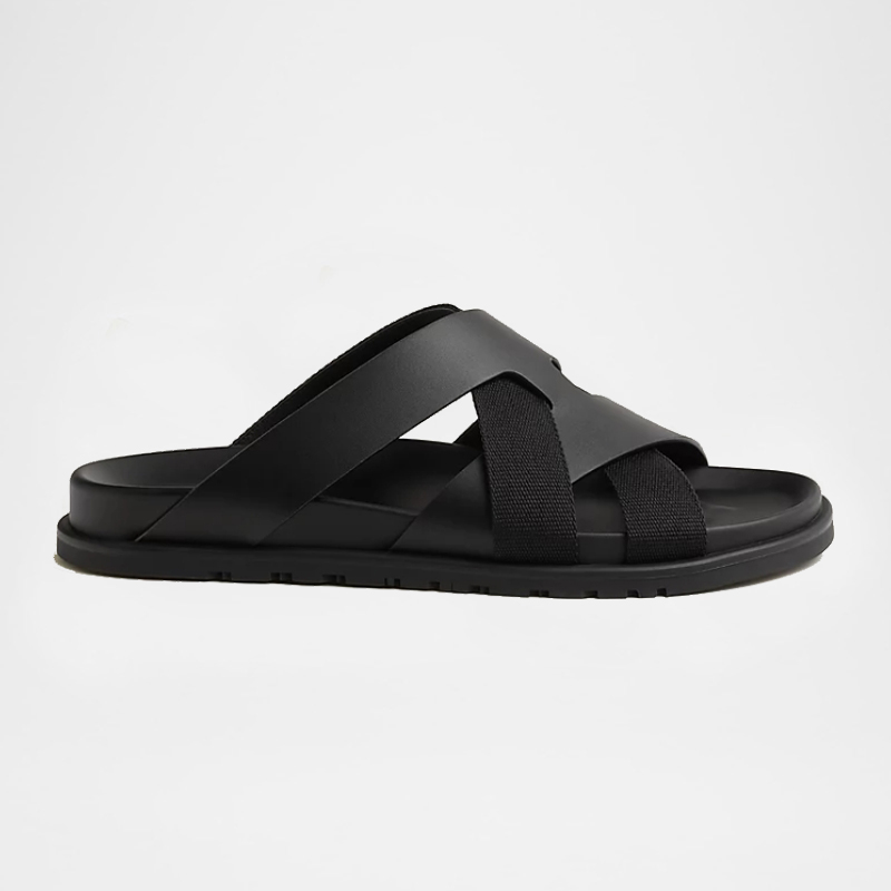 Kazimir Woven Ribbon and Calfskin Sandals