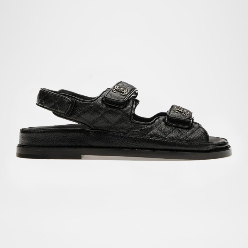 Lambskin Quilted CC Logo Sandals