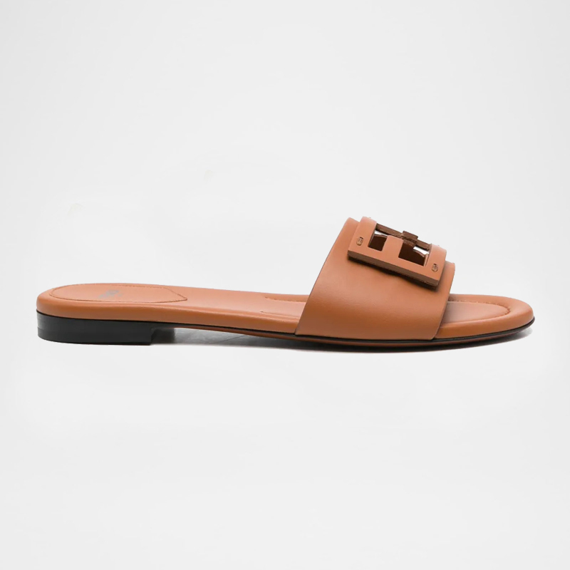 Vitello Cuoio Baguette Flat Slides