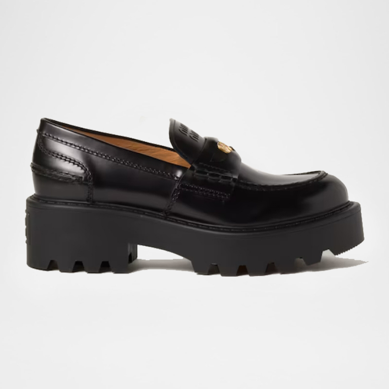50mm Platform Brushed Leather Penny Loafers