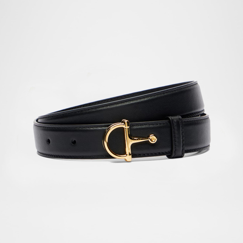Half Horsebit Leather Belt