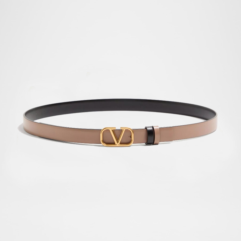 V Logo Reversible Leather Belt