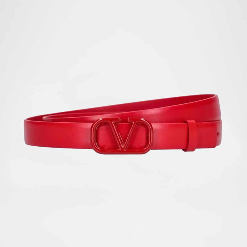 V Logo Red 20 Leather Belt